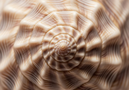 Natural seashell with an intricate spiral pattern and textured surface, showcasing organic beauty and mathematical precision. ideal for nature, design, and abstract concepts.の素材