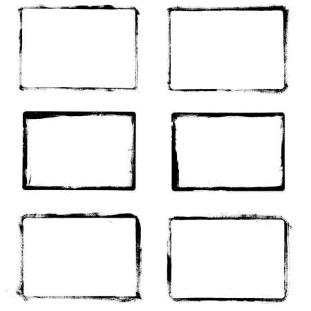 Set of black grunge frames isolated on white backgroundのイラスト素材