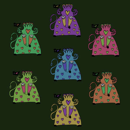 set of colored bullsのイラスト素材