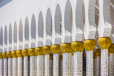 Gold and marble pattern at the Sheikh Zayed Mosque in Abu Dhabi, United Arab Emirates のeditorial素材