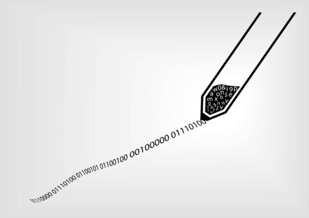 IT security and data encryption for passwords concept Visualized by black pen and digital ink using black, white, and gray color scheme with blurred backgroundのイラスト素材