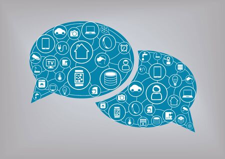 Smart home automation concept. Illustration with icons of smart devices for at Automated house or apartment.のイラスト素材