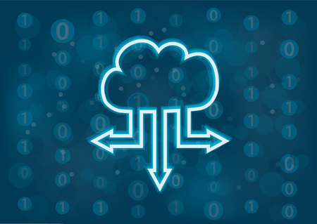Cloud computing vector background. Concept of data transfer from the cloud. Generic digital background.のイラスト素材