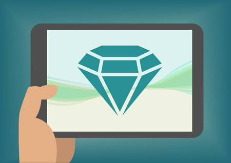 Concept of digital quality assurance with hand holding tabletのイラスト素材