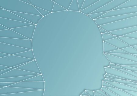 Concept for addiction with vector illustration of face profile silhouette attached to strings.のイラスト素材