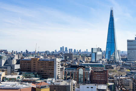 London - March 30: London downtown skyline with the shard on March 30, 2017.のeditorial素材