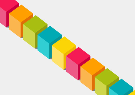 Flat design vector illustration of 3 dimensional colorful boxes or blocks. Concept for blockchain or diversityのイラスト素材