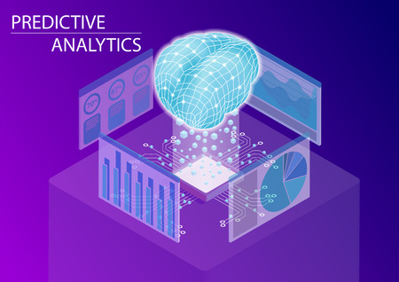Predictive analytics and business analysis concept. 3d isometric vector illustration.のイラスト素材