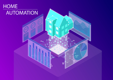 Home automation and analysis concept. 3d isometric vector illustration.のイラスト素材