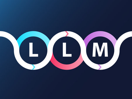LLM (Large Language Model) text as vector illustration. Concept for modern generative AI software development.の素材