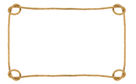 Rope knots frame isolated on white backgroundの写真素材
