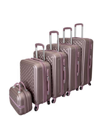 Group of luggage bags set isolated on white backgroundの写真素材