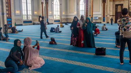 Sendayan, Malaysia - December 29, 2019: The interior design of Sri Sendayan Mosque Negeri Sembilan....