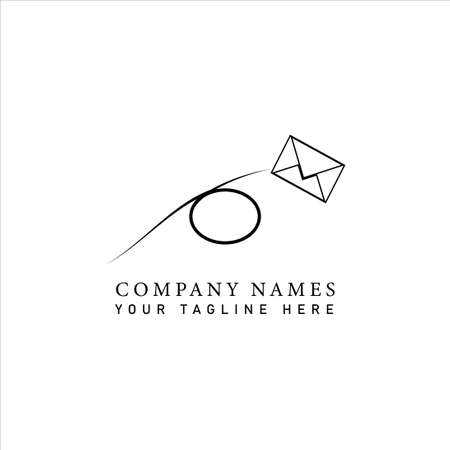 Mailing company logo template concept design illustration vector on isolated white background. Mail flew away with the wind.のイラスト素材