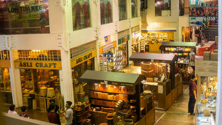 The top view of the inside of Central Market or Pasar Seni in Kuala Lumpur. Store that sell souvenirs, gifts and heritage crafts. Place of attraction.のeditorial素材