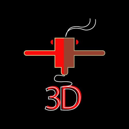 An illustration vector of 3D printing icon concept with text on isolated dark backgrounds.のイラスト素材