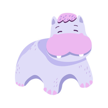 Set of cute safari animal on a white background, includes lions, hippos, giraffe, tortoises, cheetahs, and zebras. Cartoon suitable for print on a shirt, postcard, stationery ,etc.のイラスト素材