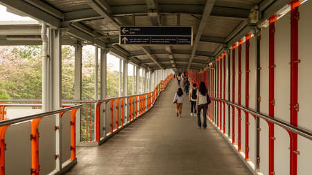 Bangkok, Thailand-February 7, 2020: New Sky walkway from BTS sky train to city  beside Chatuchak park Phaholyothin road, open for help people get more convenienceのeditorial素材