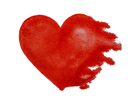Watercolor hand painting, illustration of red melting heart isolated on white background with clipping path, element for decorate valentine cardの写真素材