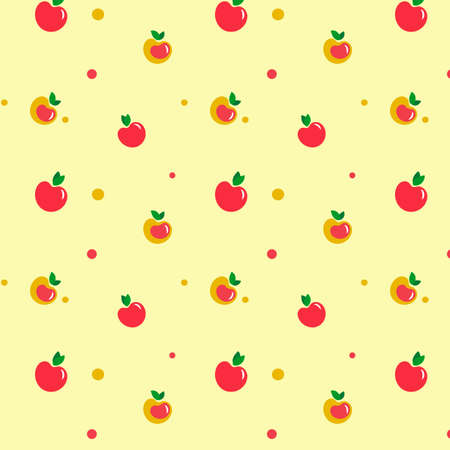 Seamless pattern. yellow and red apples on light background. Cute polka dot textureのイラスト素材