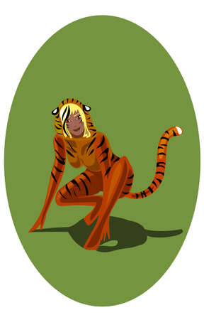 1 of 12 signs of Chinese horoscope tiger-womenのイラスト素材
