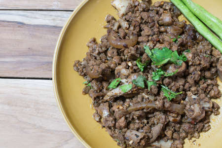 Cloose-up,Thai food:Spicy minced porkの写真素材