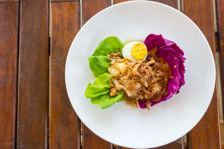 Close-up, Thai food:pomelo salad with boiled eggの写真素材