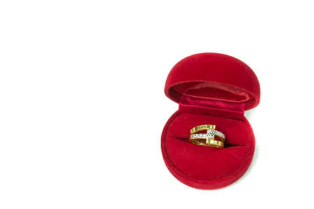 Gold ring on white backgroundの写真素材