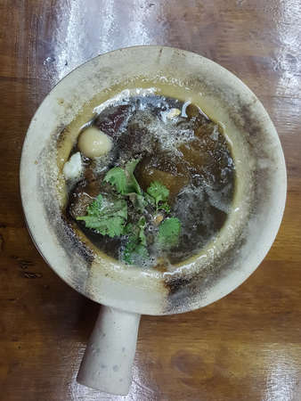 Braised Fish Maw with sauce for healthy served on pot