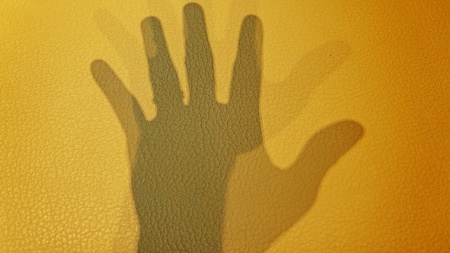 shadow of left handの写真素材