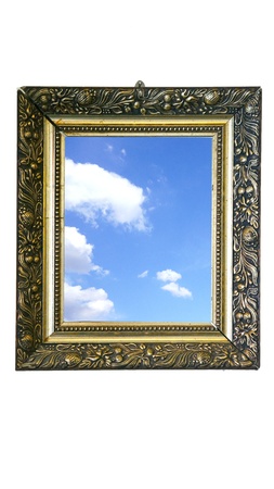 magic mirror with blue skyの写真素材