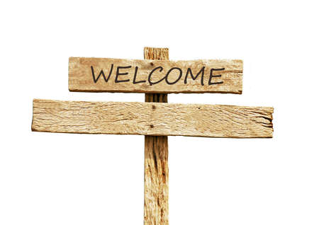Welcome sign isolated on whiteの写真素材