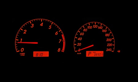 Close up of car speed meterの写真素材
