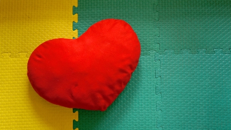 Soft red heart pillow