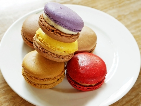 Close up of Tasty macaroonsの写真素材