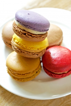 Close up of Tasty macaroonsの写真素材