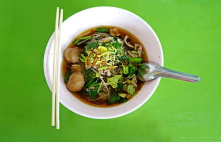 Thai Noodle Soup with Meatの写真素材