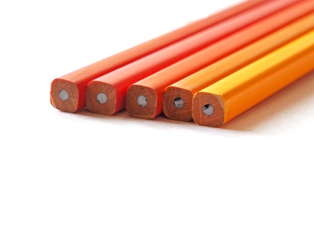 Close up of group of new unsharpened pencils lined upの写真素材