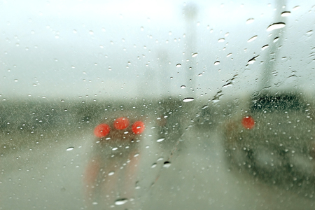 water drops on window glassの写真素材