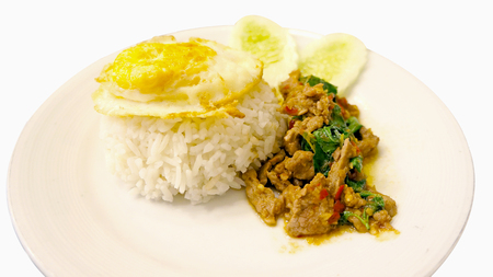 Basil fried rice with minced meatの写真素材