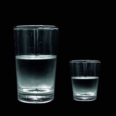 Glass of water on black backgroundの写真素材