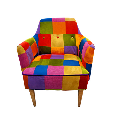 colorful armchair isolated on whiteの写真素材
