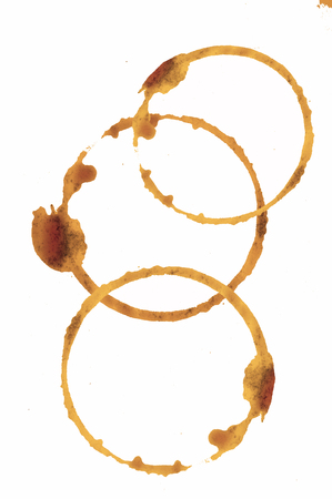 Coffee cup rings isolated on a white background の写真素材