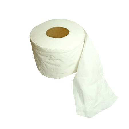 Toilet paper isolated over a white backgroundの写真素材