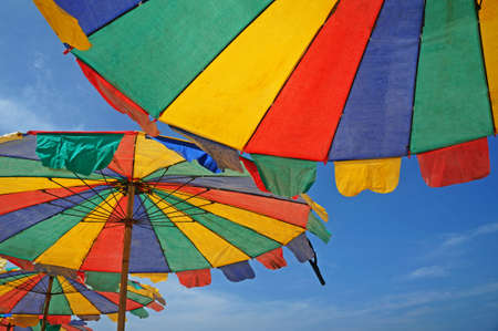 Colorful Beach Umbrella against the Sky