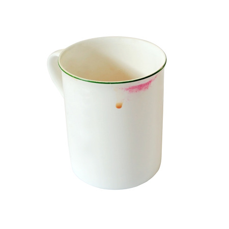 Ceramic Cup With Lipstick and coffee dropの写真素材