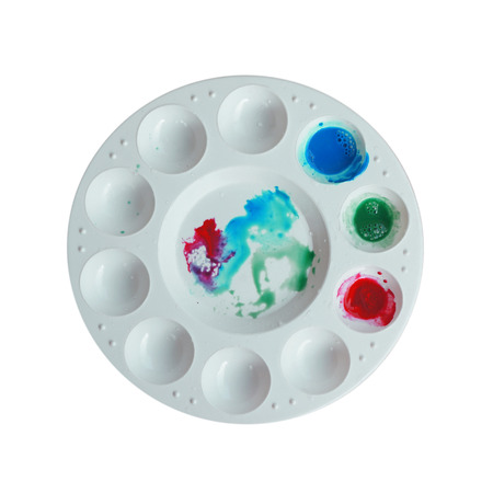 artist s palette isolated on whiteの写真素材
