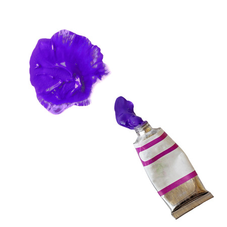 purple paint color from tubeの写真素材