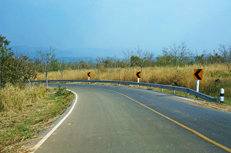 Sign on road in countryside of tropical countryの写真素材