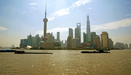SHANGHAI-JULY 21  Pudong district seen from the Bund  Pudong district houses Lujiazui Finance and...